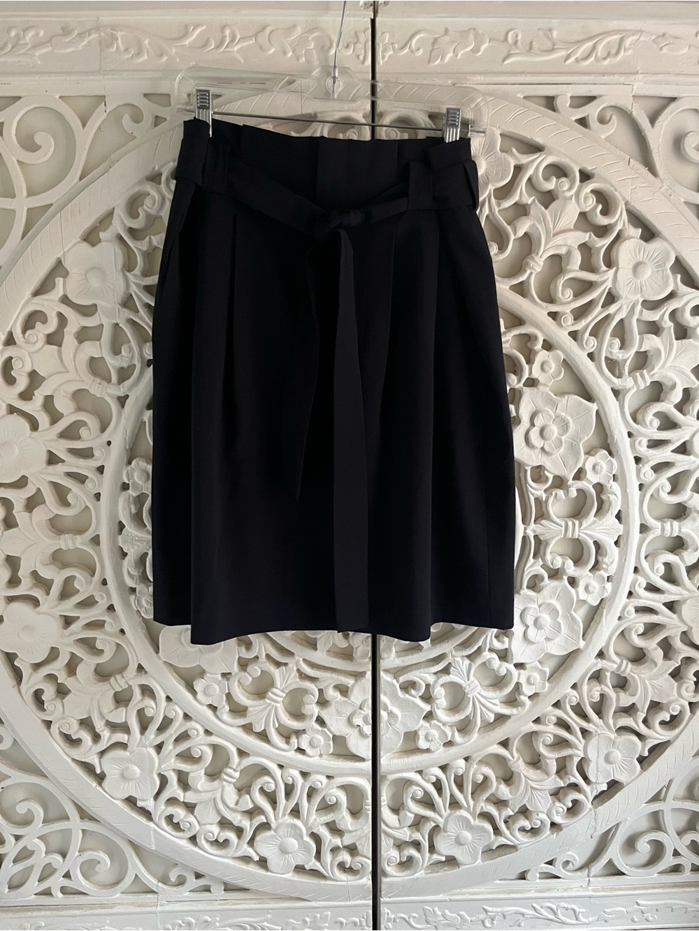Contemporaine Simons Navy Belted Paperbag Waist Pencil Skirt Size 10